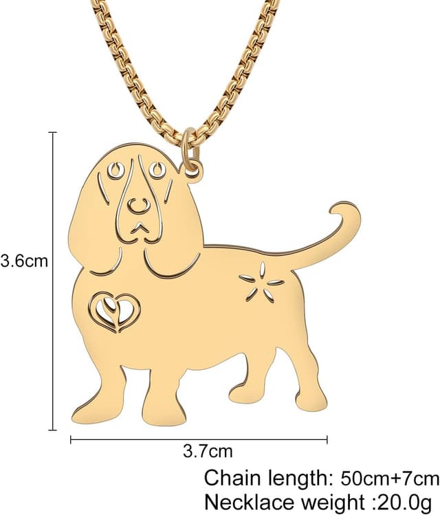 Detalle de BAMAY Edelstahl-Halskette mit Welpe-Anhänger – niedlicher Hundeschmuck für Damen & Mädchen