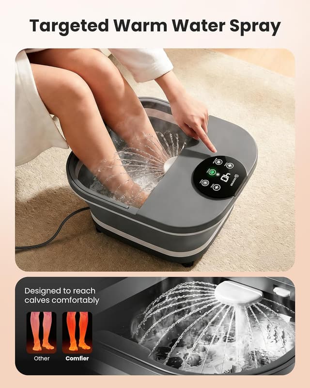 Detalle 2 de COMFIER Electric Foot Spa with Heat & Automatic Massage (180° surround water spray, LED display)