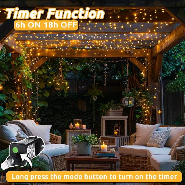 Thumbnail 5 de Dekofun 2 pezzi tenda luminosa 3x3 m con 300 LED bianco caldo, timer e 8 modalità (IP65)