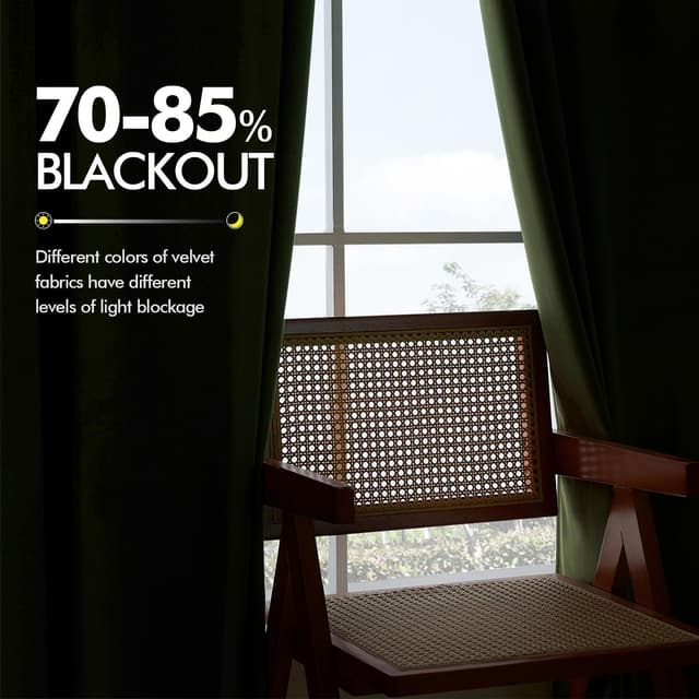 Thumbnail 6 de MIULEE 2er-Set Samtvorhänge blickdicht & verdunkelnd mit Stangendurchzug, 140 × 245 cm (B × H) Olivgrün