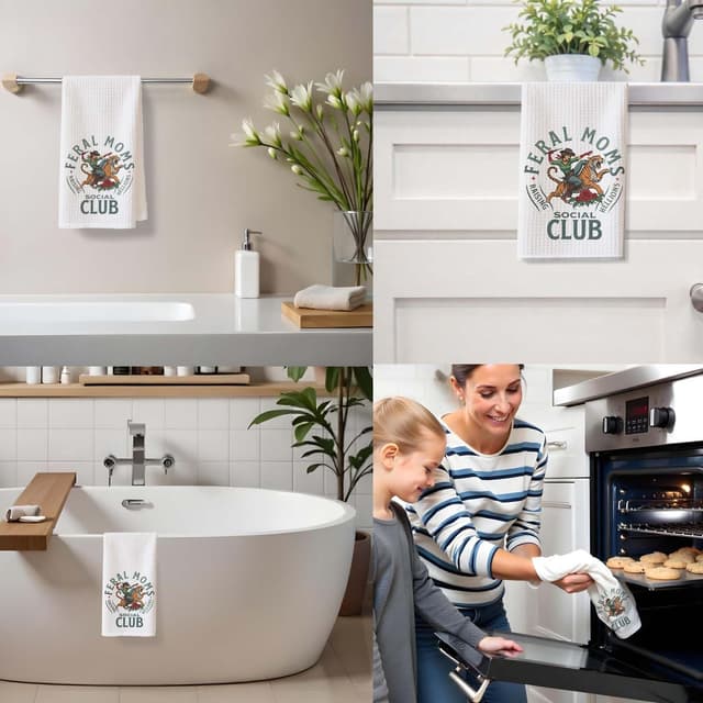 Detalle 2 de EVER-GOING TUNE Fun Feral Moms Kitchen Towel 16x24