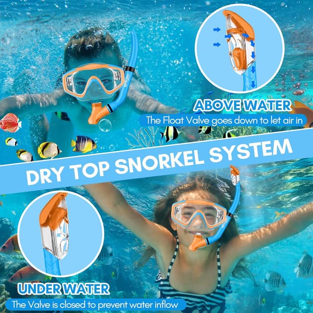 Detalle de HiiPeak Kids snorkel set for dry breathing