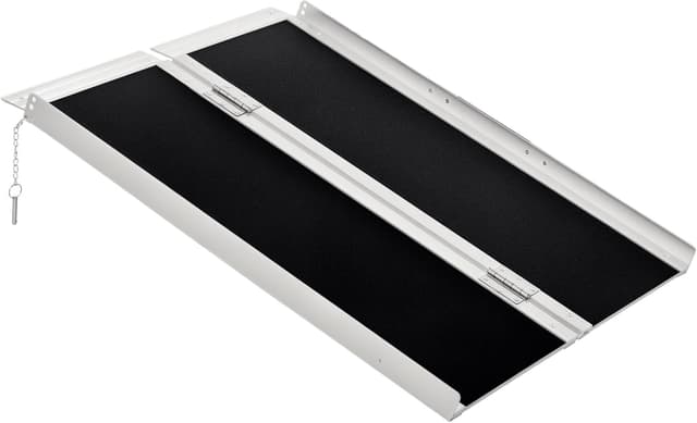 Detalle de HOMCOM Rampe de fauteuil roulant pliable en aluminium, antidérapante, bordures de sécurité (jusqu’à 270 kg) noir