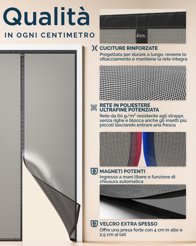Thumbnail 5 de ARCOL Zanzariera Magnetica per porte 155x230 cm