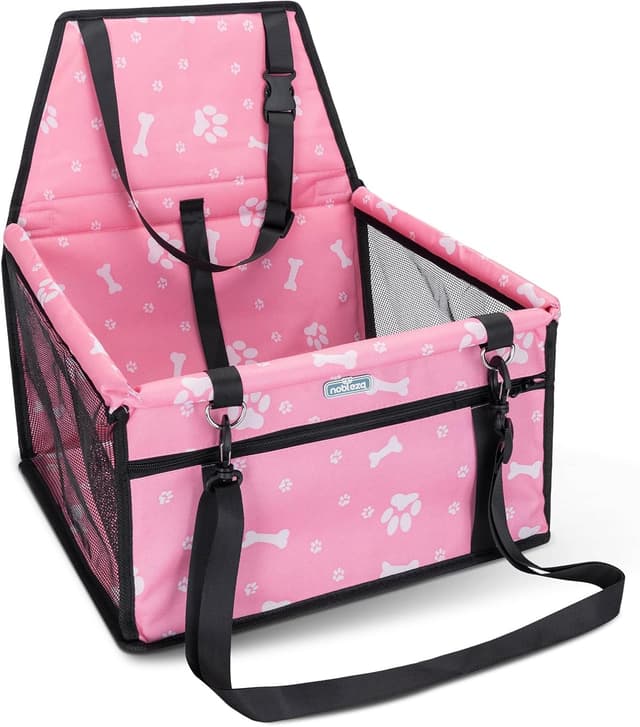 Detalle de Nobleza seggiolino auto per cani piccola taglia e gatti con tasca e cintura di sicurezza, pieghevole impermeabile rosa