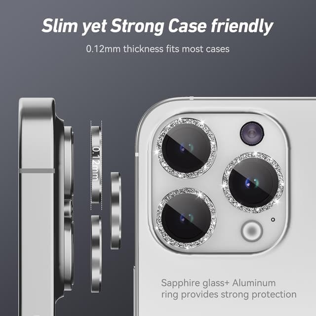 Detalle 2 de Jeluse Camera Lens Protector for iPhone Pro models with 9H tempered glass and alignment kit