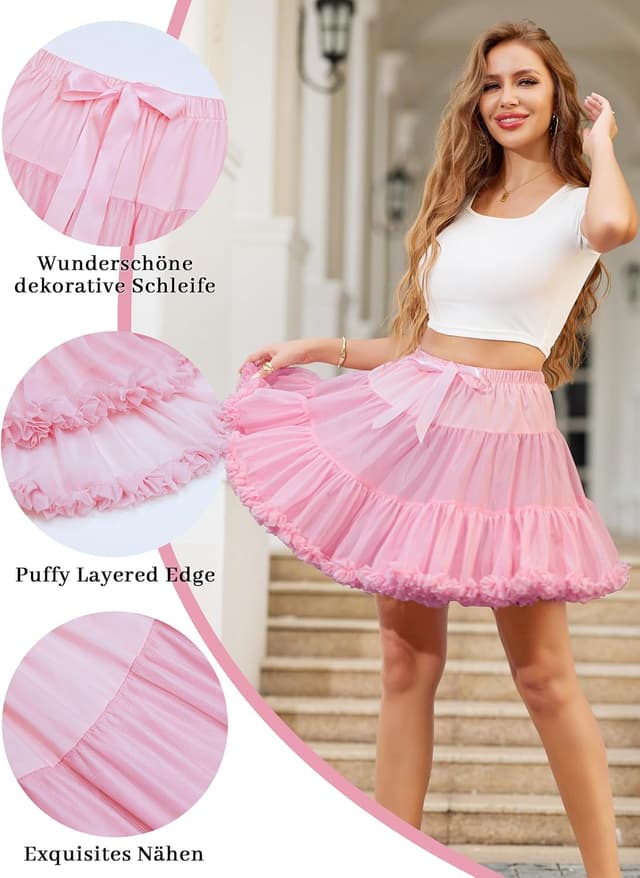 Detalle de Wikoan Jupon sous robe années 50 en tulle à nœud – Petticoat rockabilly pour femme