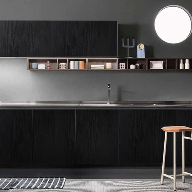 Detalle de Hode Papier adhésif effet bois noir pour meuble, rouleau 30 × 200 cm