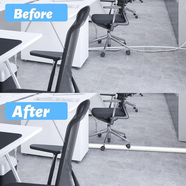 Detalle de DIKARIYA selbstklebender Kabelkanal für den Boden (Weiß), flexibel, 6 cm x 1 m – Kabelbrücke zum Verlegen von Bodenkabeln