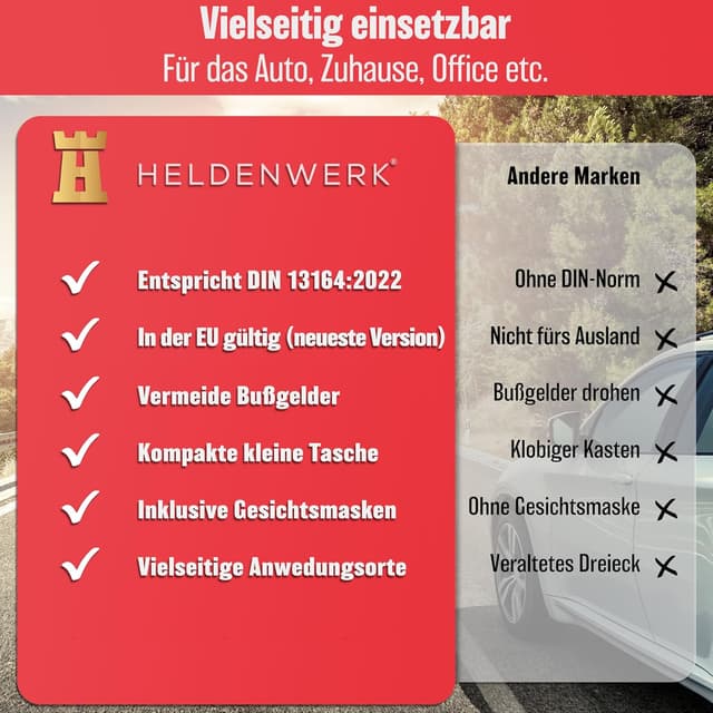 Thumbnail 5 de HELDENWERK KFZ Verbandstasche DIN 13164:2022 Erste Hilfe Set 🚑