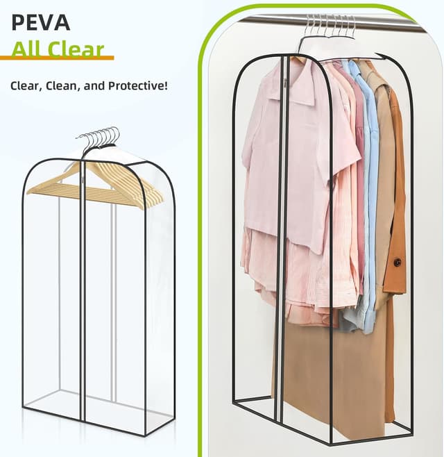 Detalle de LANDNEOO 6-Pack Clear Garment Bags (40" Long Suit Bags) for Hanging Clothes