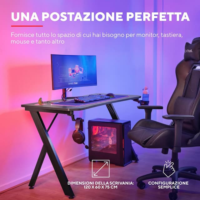 Detalle de Trust Gaming GXT 712 Scrivania gaming 120x60