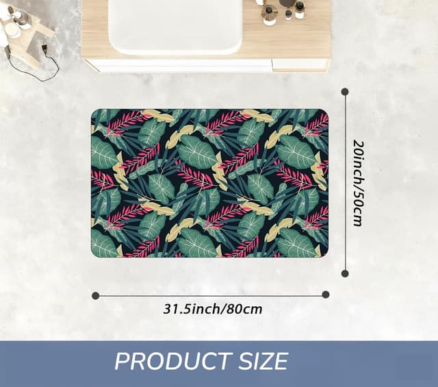 Detalle de ENSFTF Palm Leaf Pattern Bath Mat with Rubber Non-Slip Backing