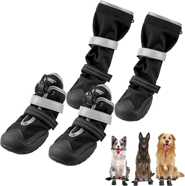 Detalle de Dog Boots Paw Protector waterproof dog boots with reflective straps (Black) – size #5