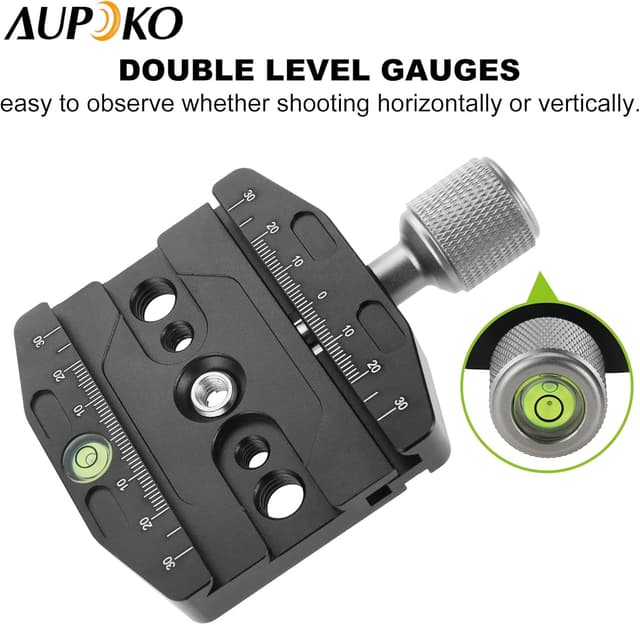 Thumbnail 6 de Aupoko QR-70N 70mm Arca Swiss compatible quick release clamp (1/4" to 3/8") with built-in spirit level
