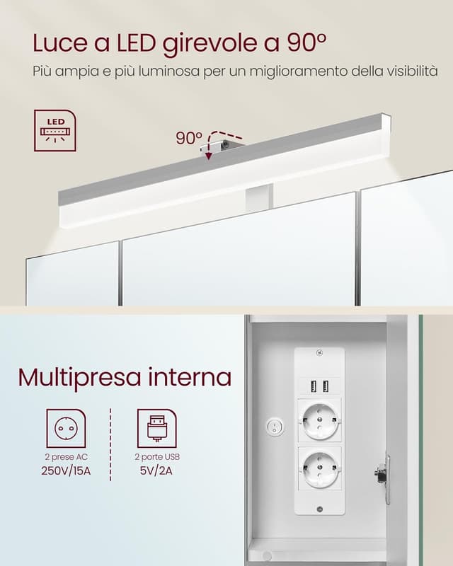 Detalle de VASAGLE Mobile bagno con LED 16,5 cm