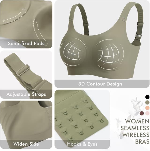 Detalle de Ganado Seamless Wireless Push Up Bra (Non-Wired) for Women with Extra Extender