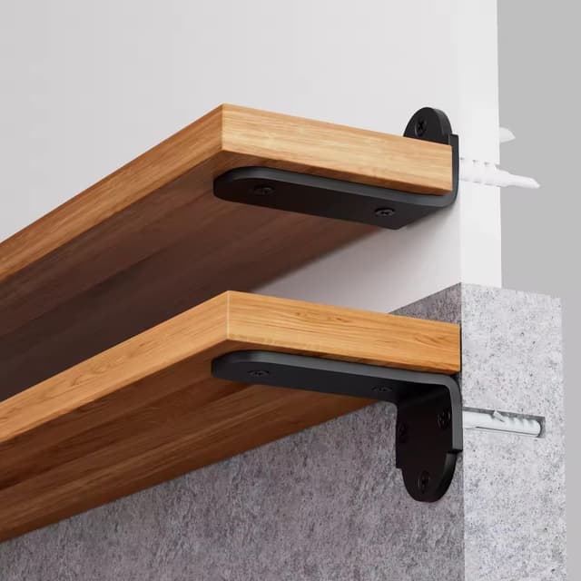 Detalle de 4 Pack 10cm Heavy Duty Metal L Shelf Brackets (70kg rated) in Black