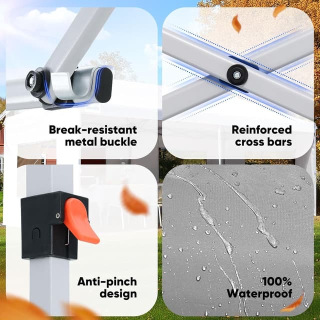 Detalle 2 de Quictent 3x6m (10x20ft) pop up canopy gazebo with church window sidewalls – adjustable height event shelter (grey)