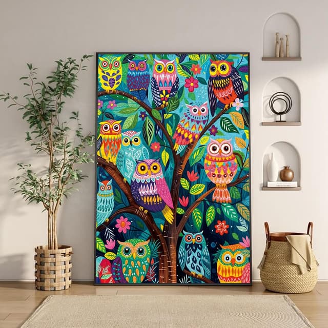 Detalle 2 de 1000-Teile Puzzle „Nacht der Eulen“ für Erwachsene & Familie (70 x 50 cm)