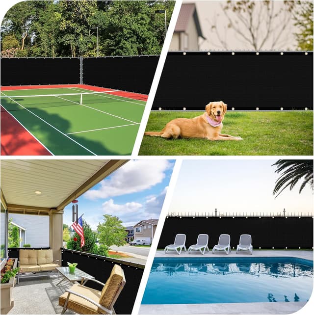 Detalle 2 de iCover 4x50ft Privacy Screen Fence outdoor mesh shade barrier with reinforced bindings and brass grommets (black)