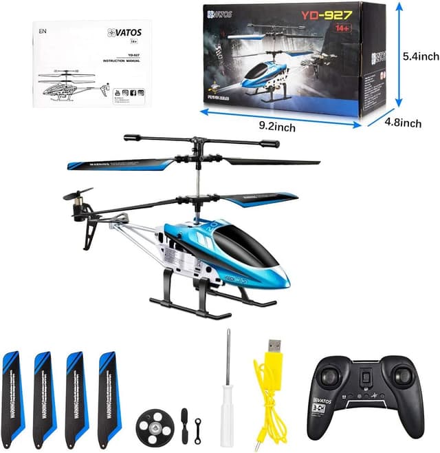 Thumbnail 5 de VATOS Hubschrauber YD-927 RC (2,4 GHz, 3-Kanal) mit LED und Gyro – Mini-Hubschrauber für drinnen