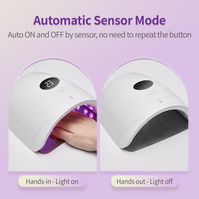 Detalle 2 de LASONAS Cordless UV LED Nail Lamp 48W (24 LEDs, dual 365nm+405nm) with smart sensor and LCD timers