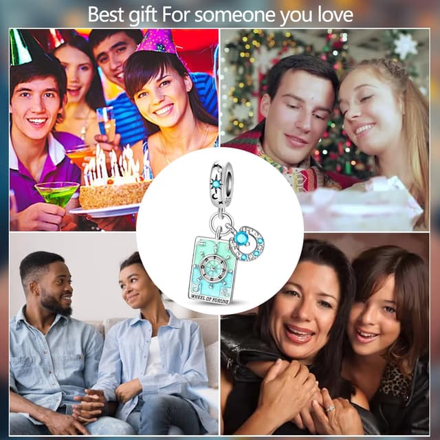 Detalle de TINSLO Charm Anhänger Damen aus 925 Sterling Silber mit Zirkonia – kompatibel mit europäischen Armband- und Ketten-Charm-Systemen (Pandora-Style)