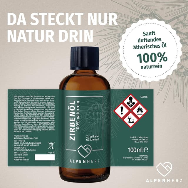 Detalle 2 de Zirbenöl Alpenherz Zirbenöl 100 ml