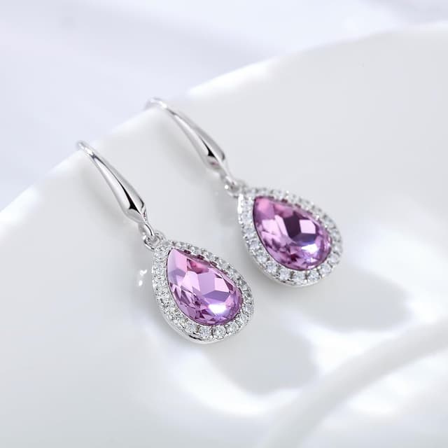 Detalle de jiamiaoi Hängende Glitzer-Ohrringe in Silberoptik (925 Sterlingsilber, weißgoldplattiert)