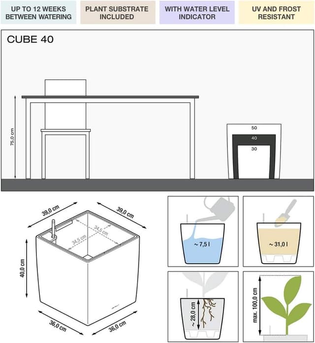 Detalle 2 de Lechuza Cube Premium 40 rosso scarlatto