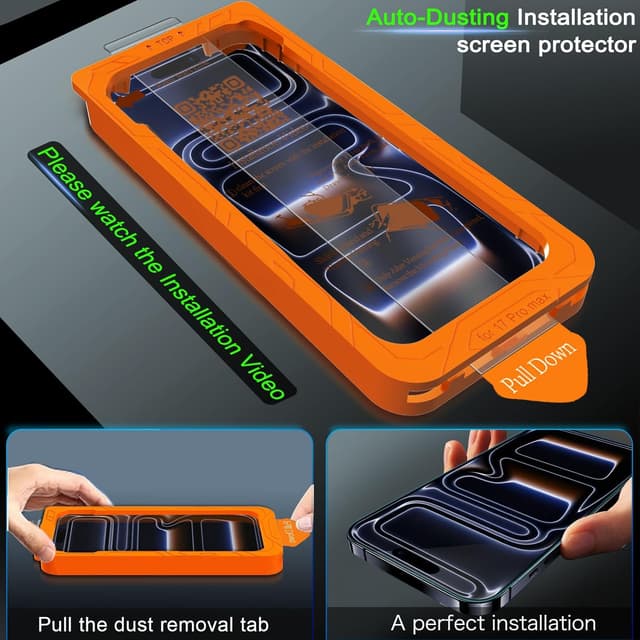 Detalle 2 de IMBZBK Auto-Dust Removal Matte Screen Protector for iPhone 17 Pro Max 3-Pack