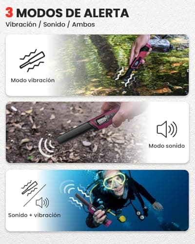 Detalle de DR.ÖTEK Pinpointer detector de metales de mano IP68 con pantalla LCD y cancelación de interferencias