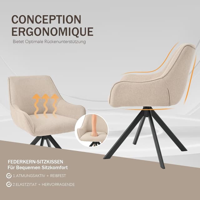 Thumbnail 6 de Goeurvant Esszimmerstühle Drehbar 6er-Set 6