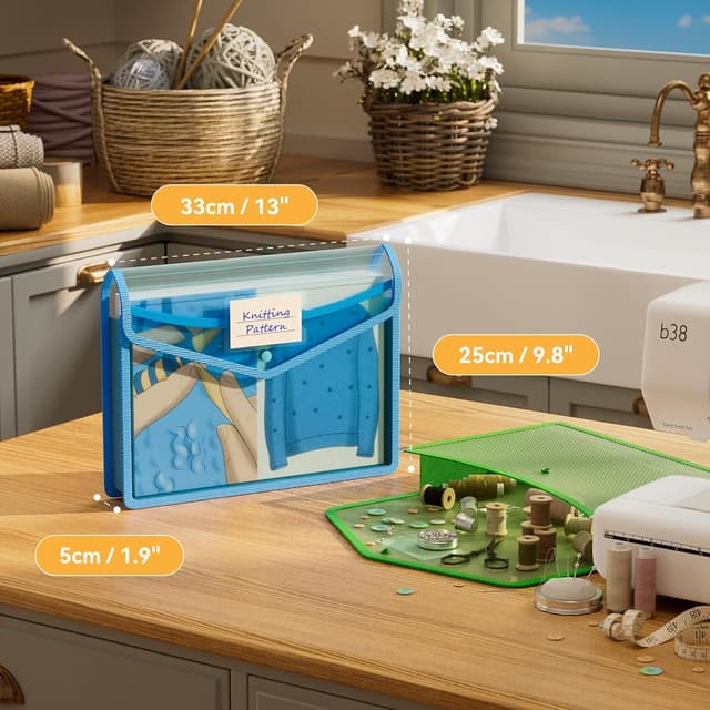 Detalle de ABC life A4 Plastic Wallets (6 pack) with Popper Button Closure – Waterproof Transparent Document Folders