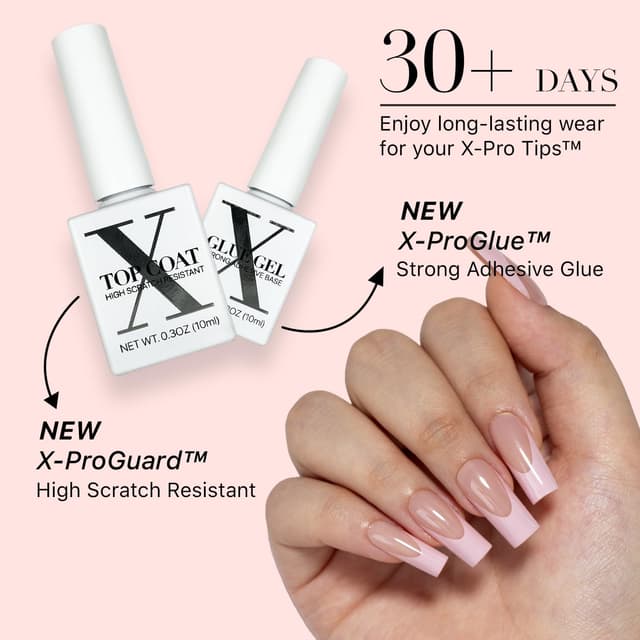 Detalle de SXC Cosmetics French Tip Press On Nails (Skin Tone Nude & Color Series) Medium Square Starter Kit ST117KIT
