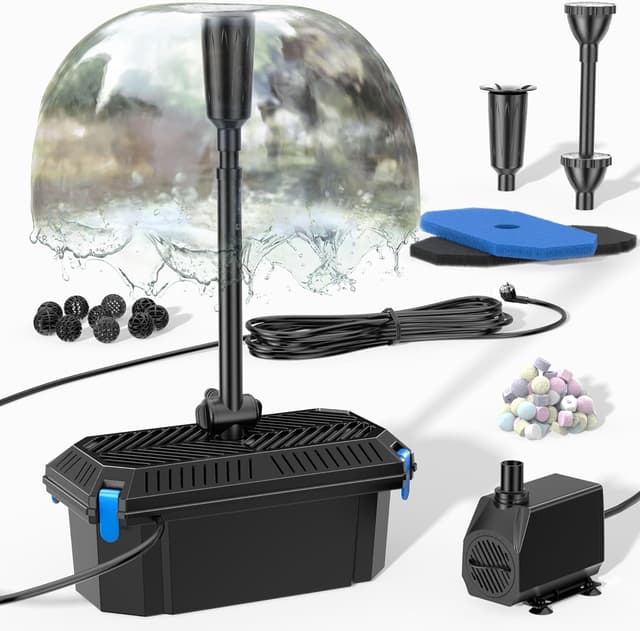 Detalle de Biling Teichfilter Komplettset mit Pumpe (2500 l/h) – Teichpumpe mit Filter, 3 Düsen & Durchflussregler