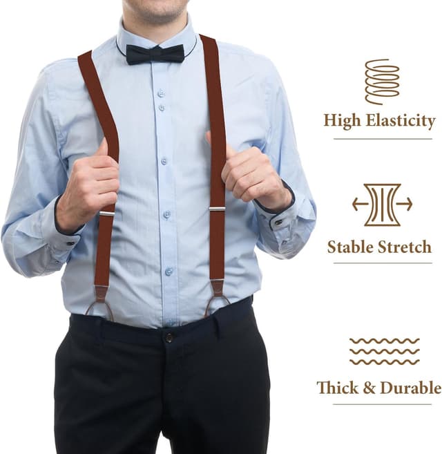 Detalle de Clip Yeah Hosenträger Herren Breit 3,5 cm zum Knöpfen – elastisch & einstellbar für Hochzeit, Party