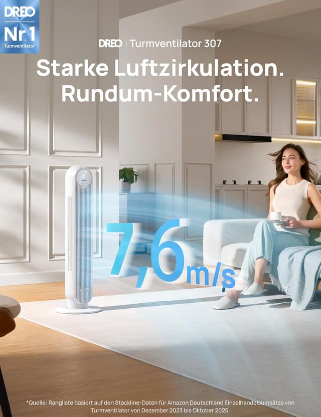 Thumbnail 2 de Dreo 20dB Leiser Turmventilator 4 Modi