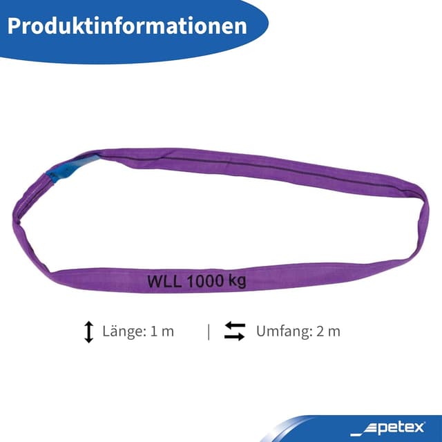 Detalle de PETEX Sangle ronde violette, charge maximale 1000 kg, conforme DIN EN 1492-2