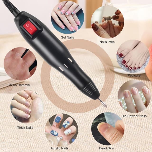 Detalle de Thotvend Ponceuse à ongles électrique professionnelle 20000 RPM – kit avec 6 embouts