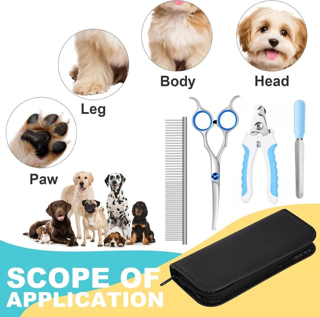 Detalle de WENDISI Dog Grooming Scissors Set with Safety Rounded Tips (4-piece kit)