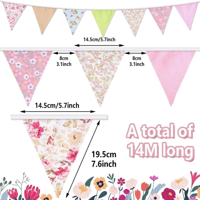 Thumbnail 1 de Alintor 45.9ft Fabric Bunting 12m 46pcs