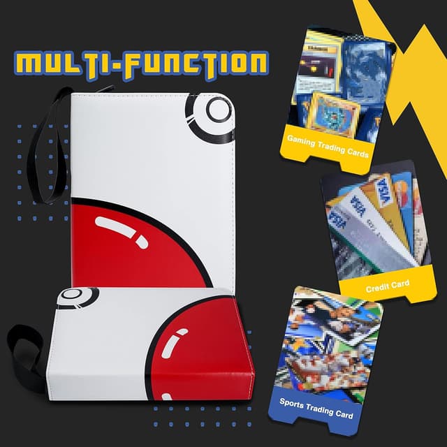 Detalle de Card Binder for Pokémon – 4-Pocket Zipper Binder with 60 Removable Pages (480 Storage)