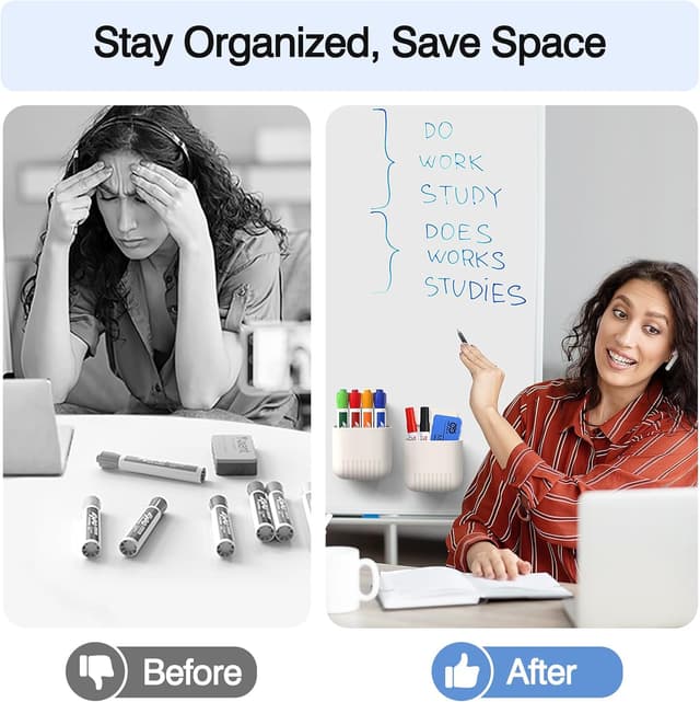 Detalle 2 de MoKo 2er-Set magnetische Markerhalter für Whiteboard (Dry Erase Marker) in Weiß