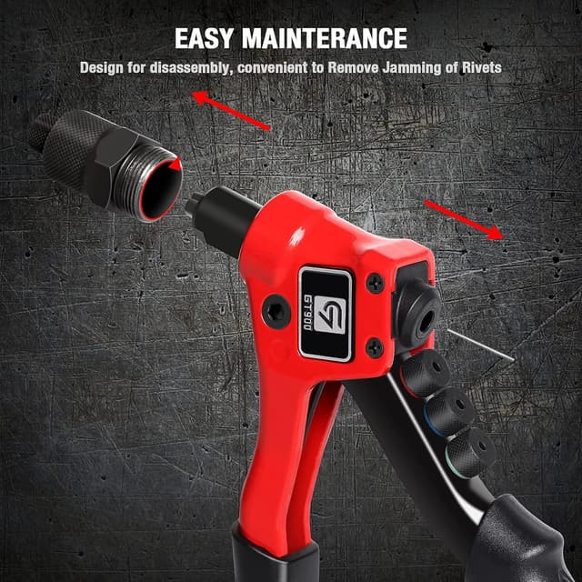 Detalle de GIANTISAN Pop Rivet Tool Kit Rivet Gun with 200 Aluminum Rivets and 4 Drill Bits