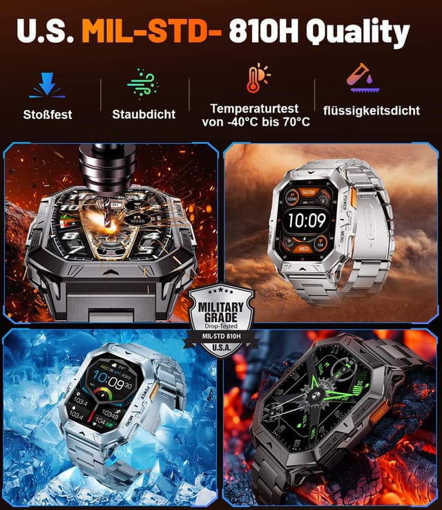 Thumbnail 6 de Smartwatch Herren Militär mit AMOLED 2,13