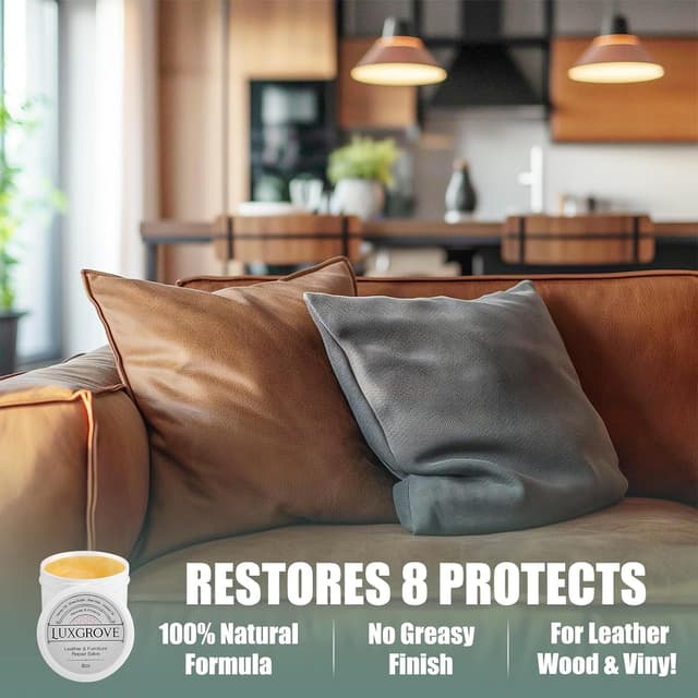 Detalle de LUXGROVE Leather & Furniture Repair Salve, Cleaner, Conditioner & Polisher (4 oz) for Car Seats, Couches, Shoes & More