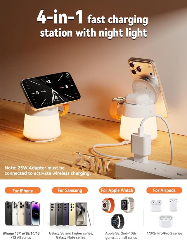 Detalle de Station de charge induction 4 en 1 25W