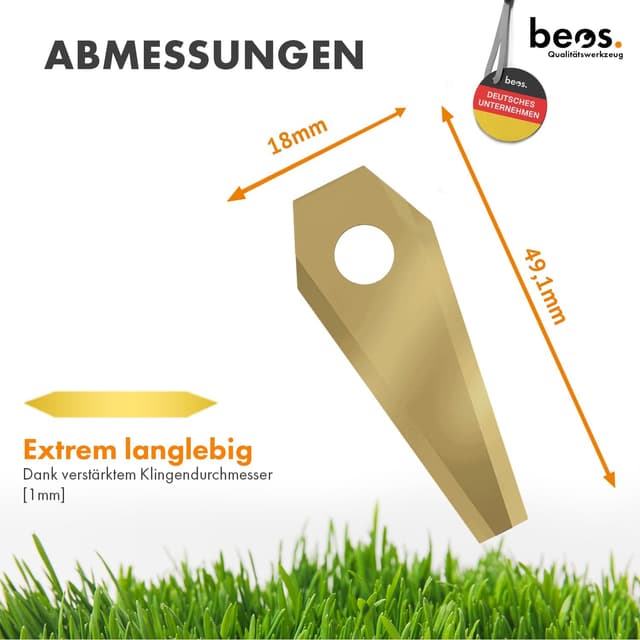 Detalle de beos 30 x Premium Titan Ersatzmesser für Bosch Indego & Honda Miimo inkl. Schrauben mit Sicherung